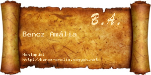 Bencz Amália névjegykártya